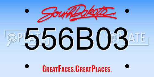 556B03 South Dakota License Plate
