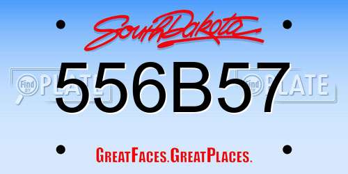 556B57 South Dakota License Plate