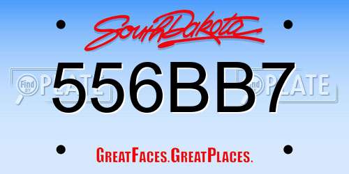 556BB7 South Dakota License Plate