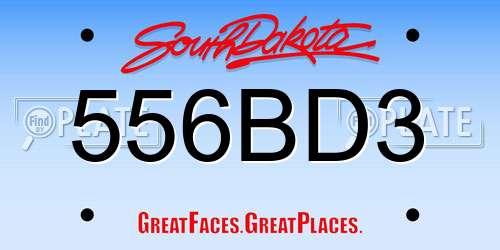 556BD3 South Dakota License Plate