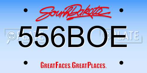 556BOE South Dakota License Plate