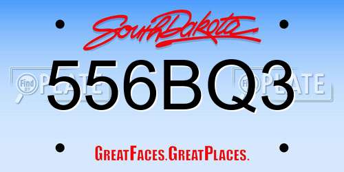 556BQ3 South Dakota License Plate