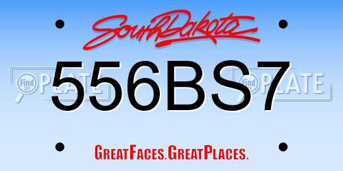 556BS7 South Dakota License Plate