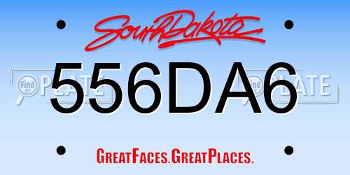 556DA6 South Dakota License Plate