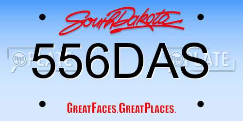 556DAS South Dakota License Plate