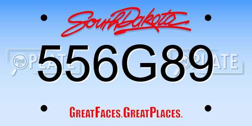 556G89 South Dakota License Plate