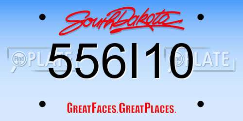 556I10 South Dakota License Plate