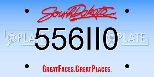556II0 South Dakota License Plate