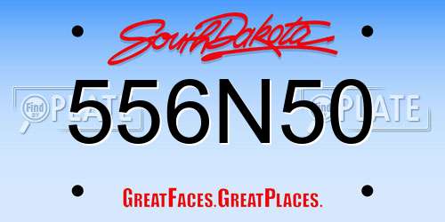 556N50 South Dakota License Plate