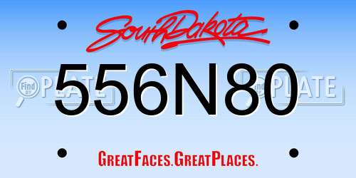 556N80 South Dakota License Plate