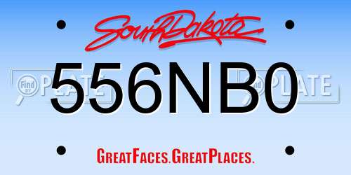 556NB0 South Dakota License Plate
