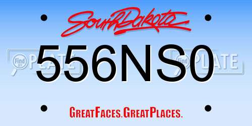 556NS0 South Dakota License Plate