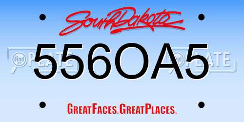 556OA5 South Dakota License Plate