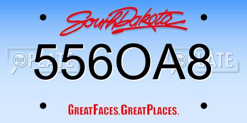 556OA8 South Dakota License Plate