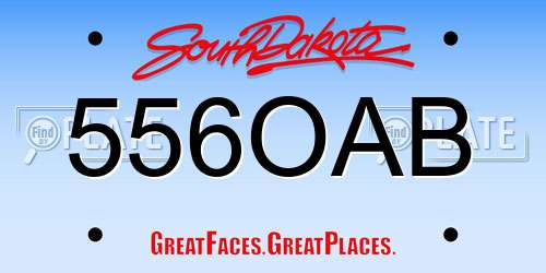 556OAB South Dakota License Plate