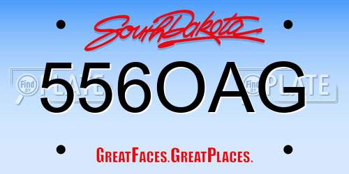 556OAG South Dakota License Plate