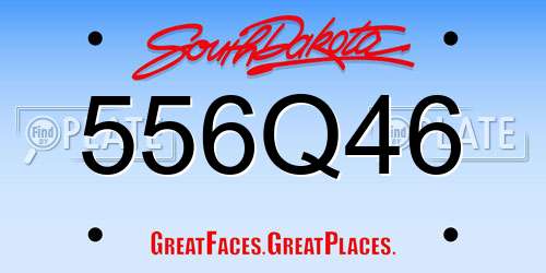 556Q46 South Dakota License Plate