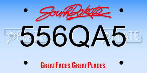 556QA5 South Dakota License Plate
