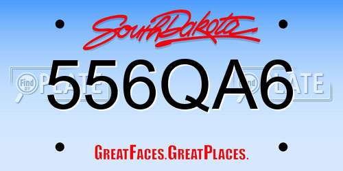 556QA6 South Dakota License Plate