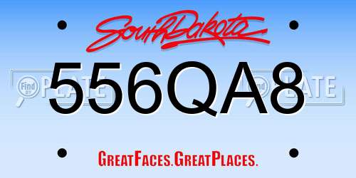556QA8 South Dakota License Plate
