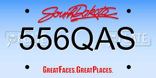 556QAS South Dakota License Plate