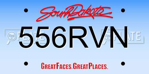 556RVN South Dakota License Plate