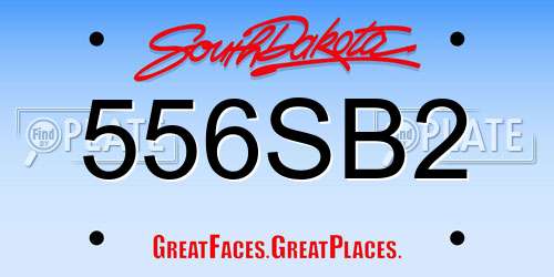 556SB2 South Dakota License Plate