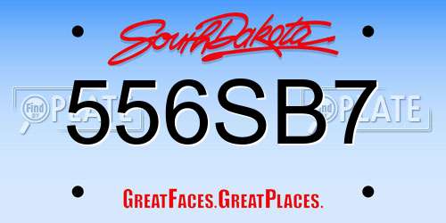 556SB7 South Dakota License Plate