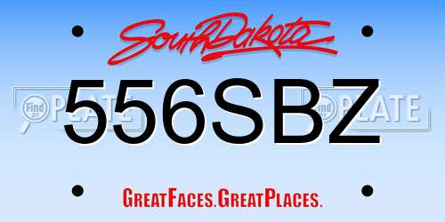 556SBZ South Dakota License Plate