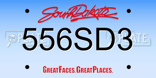 556SD3 South Dakota License Plate