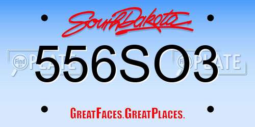 556SO3 South Dakota License Plate