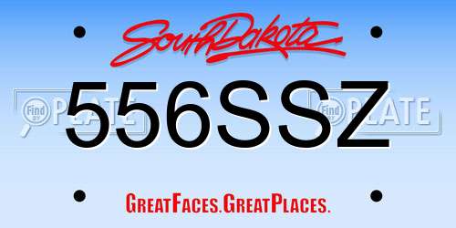 556SSZ South Dakota License Plate