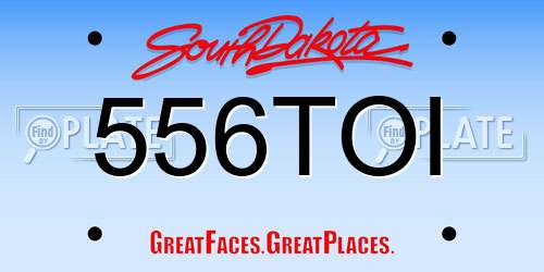 556TOI South Dakota License Plate