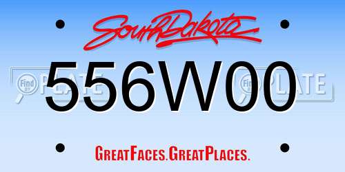 556W00 South Dakota License Plate
