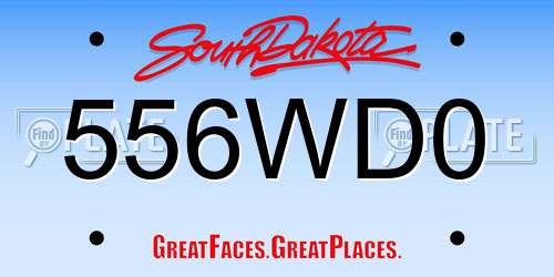 556WD0 South Dakota License Plate