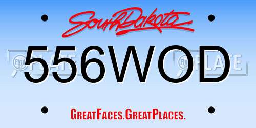 556WOD South Dakota License Plate
