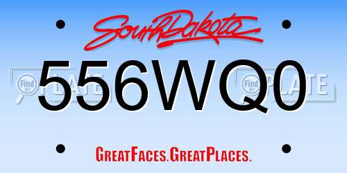 556WQ0 South Dakota License Plate