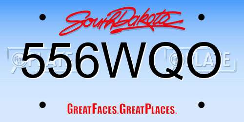 556WQO South Dakota License Plate