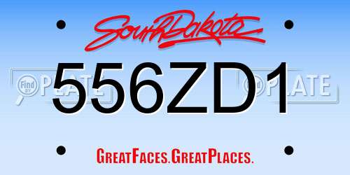 556ZD1 South Dakota License Plate
