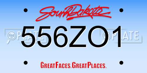556ZO1 South Dakota License Plate