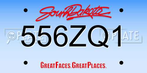 556ZQ1 South Dakota License Plate