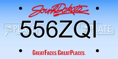 556ZQI South Dakota License Plate