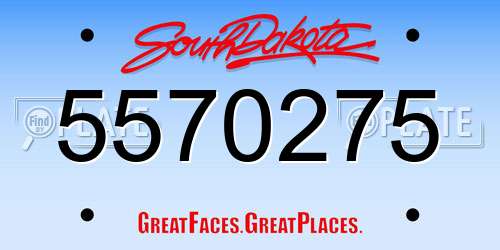 5570275 South Dakota License Plate