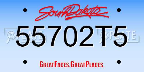 55702T5 South Dakota License Plate