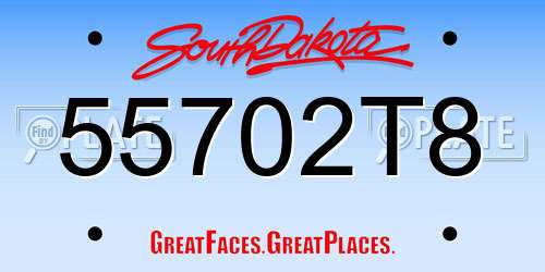 55702T8 South Dakota License Plate