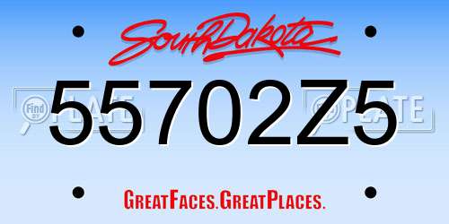 55702Z5 South Dakota License Plate