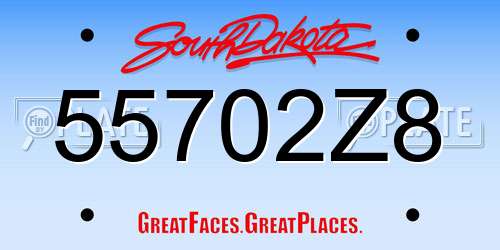 55702Z8 South Dakota License Plate