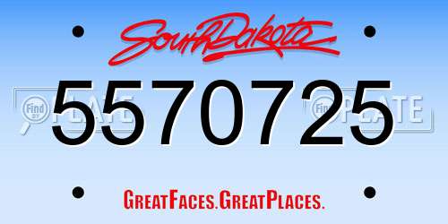 5570725 South Dakota License Plate