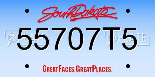 55707T5 South Dakota License Plate