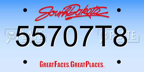 55707T8 South Dakota License Plate